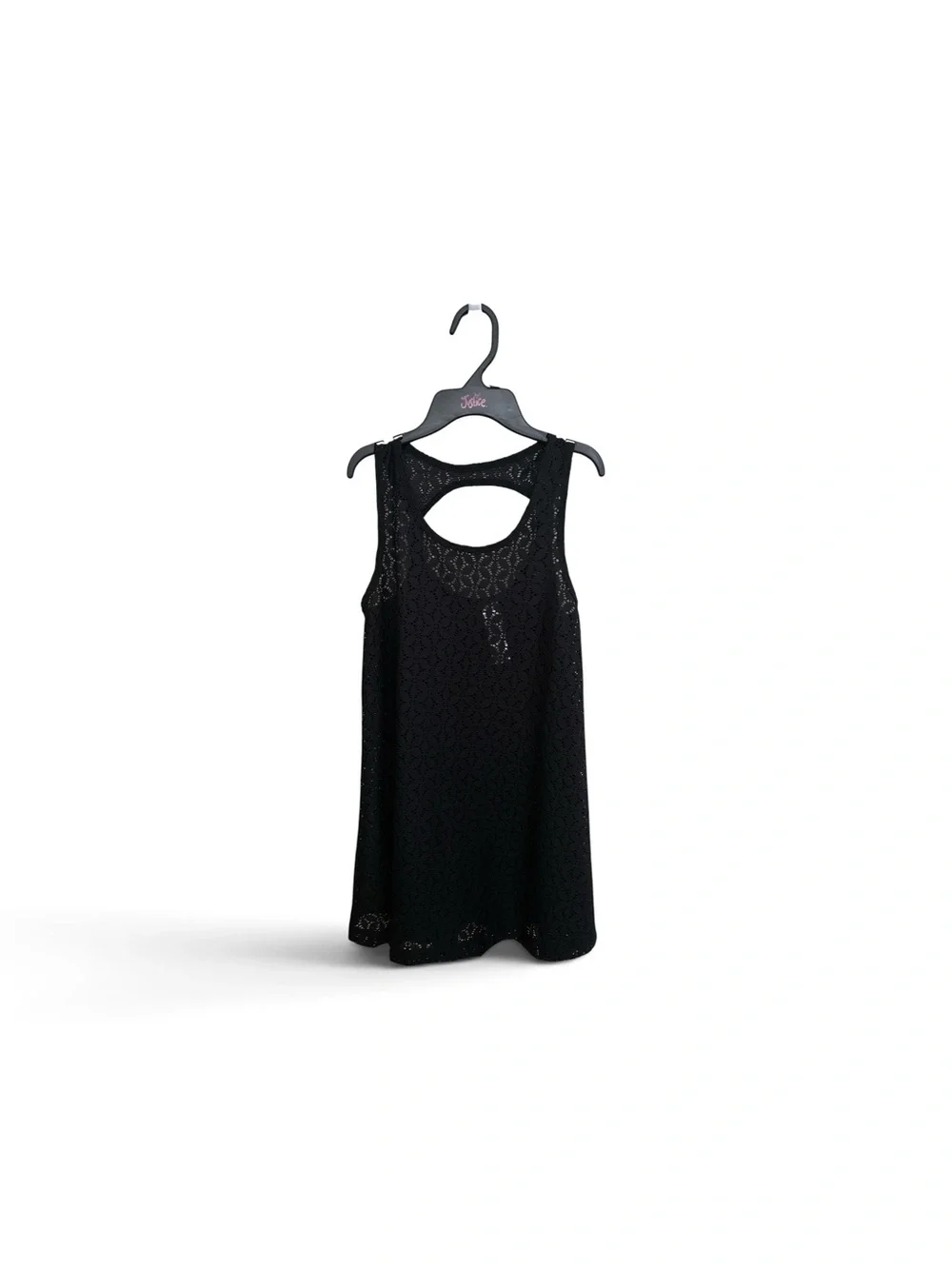 Black Lace Tank Top with Back Cutout -Girls